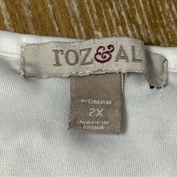 Roz & Ali Crochet Lace Overlay Boxy White Blouse Women’s Plus Size 2X Drawstring - Picture 8 of 9